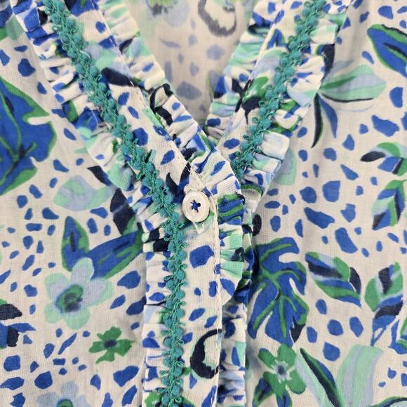 Poupette St Barth Maxi Dress Womens XS Sleeveless Blue White Floral Coquette - Picture 3 of 12